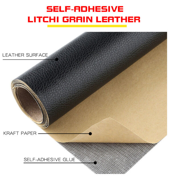 Self Adhesive PVC Leather for Furniture & Seat Repair | Durable Litchi Grain & Customizable Colors